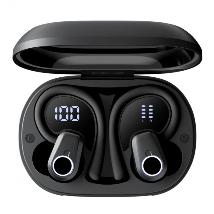 Casti wireless semi-in-ear Blackview AirBuds 60 cu cutie de incarcare 500mAh, Bluetooth 5.3, Negru [2]