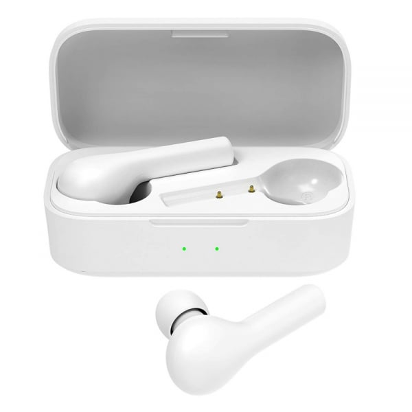 Casti wireless semi-in-ear QCY T5 TWS cu cutie de incarcare si transport de 380mAh, Bluetooth v5.0, IPX4, Alb imagine noua