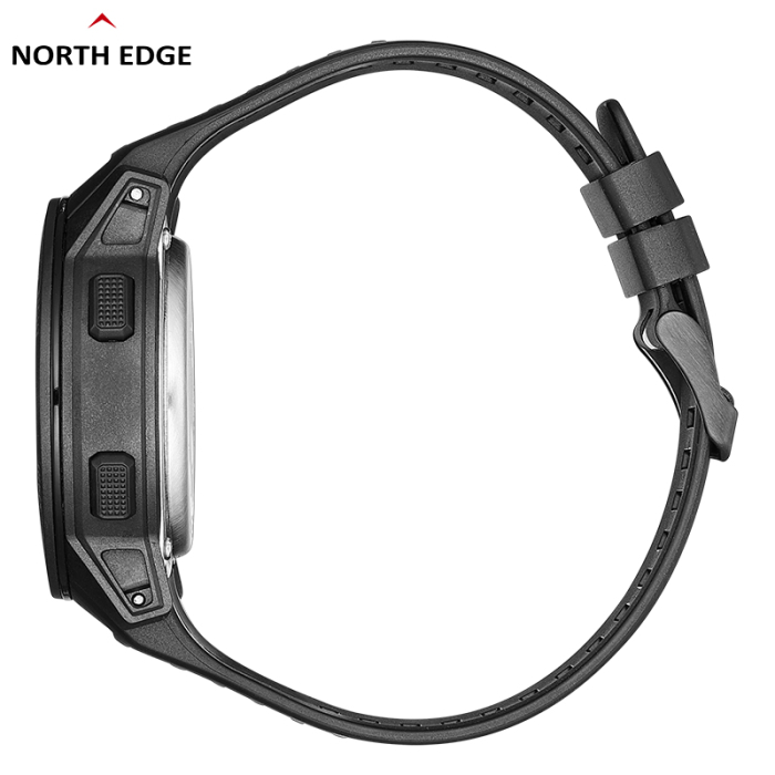 North Edge Mars 3 Watch, Black, FSTN Screen, CR2016 Battery, Stopwatch, Luminous Hand, Carbon Fiber/Stainless Steel Case, TPU Strap [2]