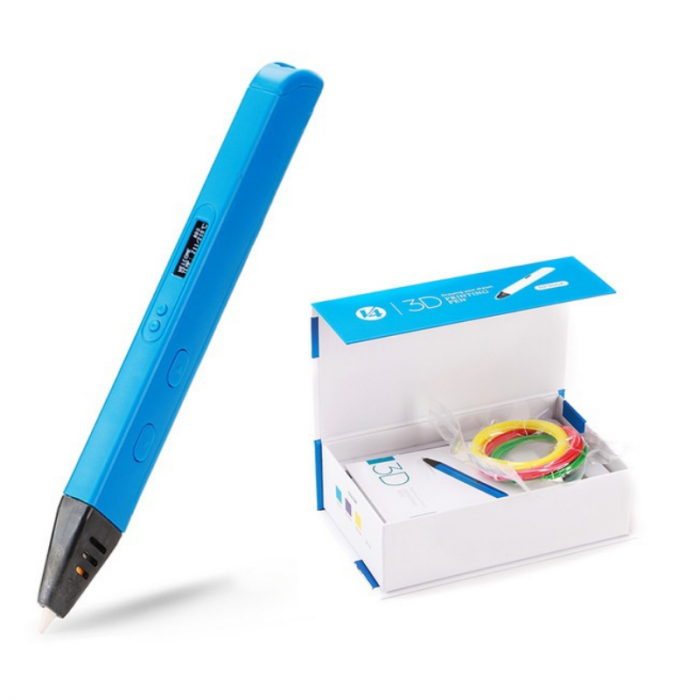 Creion 3D iSEN D14 3D Pen Albastru, Display OLED, PLA ABS, 3 filamente image