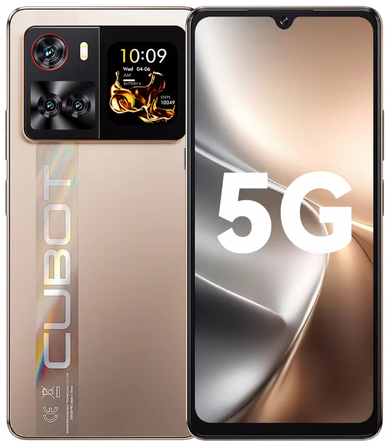 Cubot X100 Telefon mobil, Auriu, 5G, 6.88   HD+ 120Hz, 16GB RAM (8GB + 8GB extensibili), 256GB ROM, Android 15, Dimensity 7025, 64MP, 1.72   Ecran spate, NFC, Face ID, 5100mAh, 33W, Dual SIM