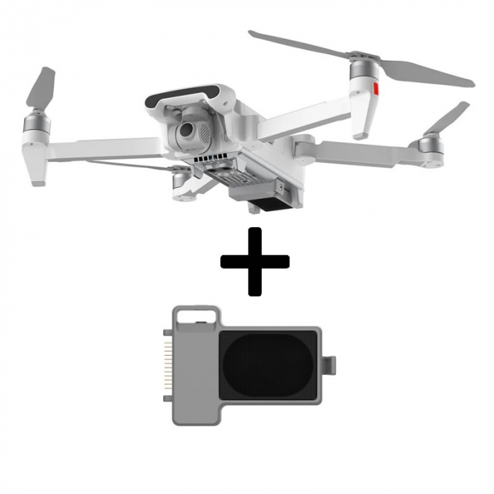 Pachet drona pliabila Xiaomi FIMI X8 SE 2022 V2 Alb cu modul release and drop cu megafon, 4K, 48MP, 10Km, Smart tracking, Gimbal, GPS