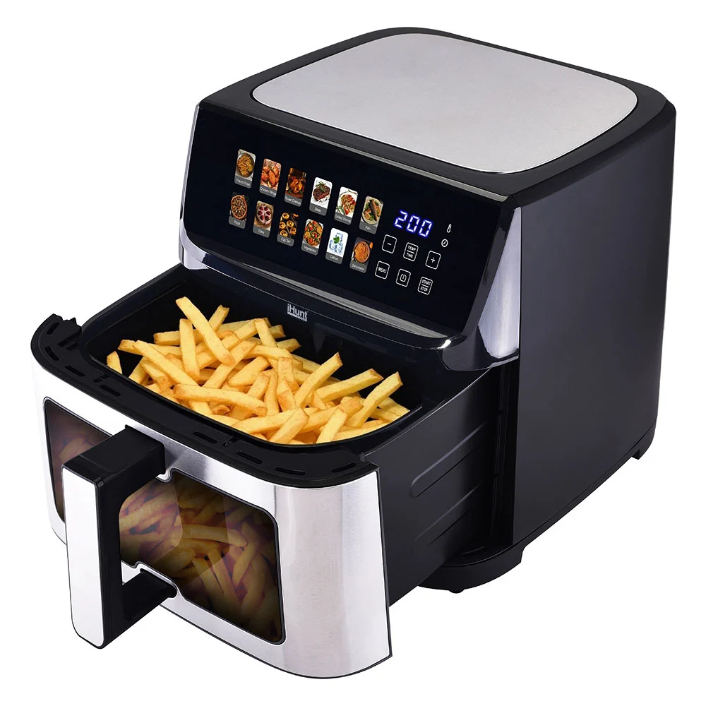 Friteuză cu Aer Cald iHunt Bro Air Fryer, 11L, 2300W, Ecran Touch LED, Încălzire 360°, Dublă Încălzire, Temperatură Reglabilă 80-200°C, Timer [9]