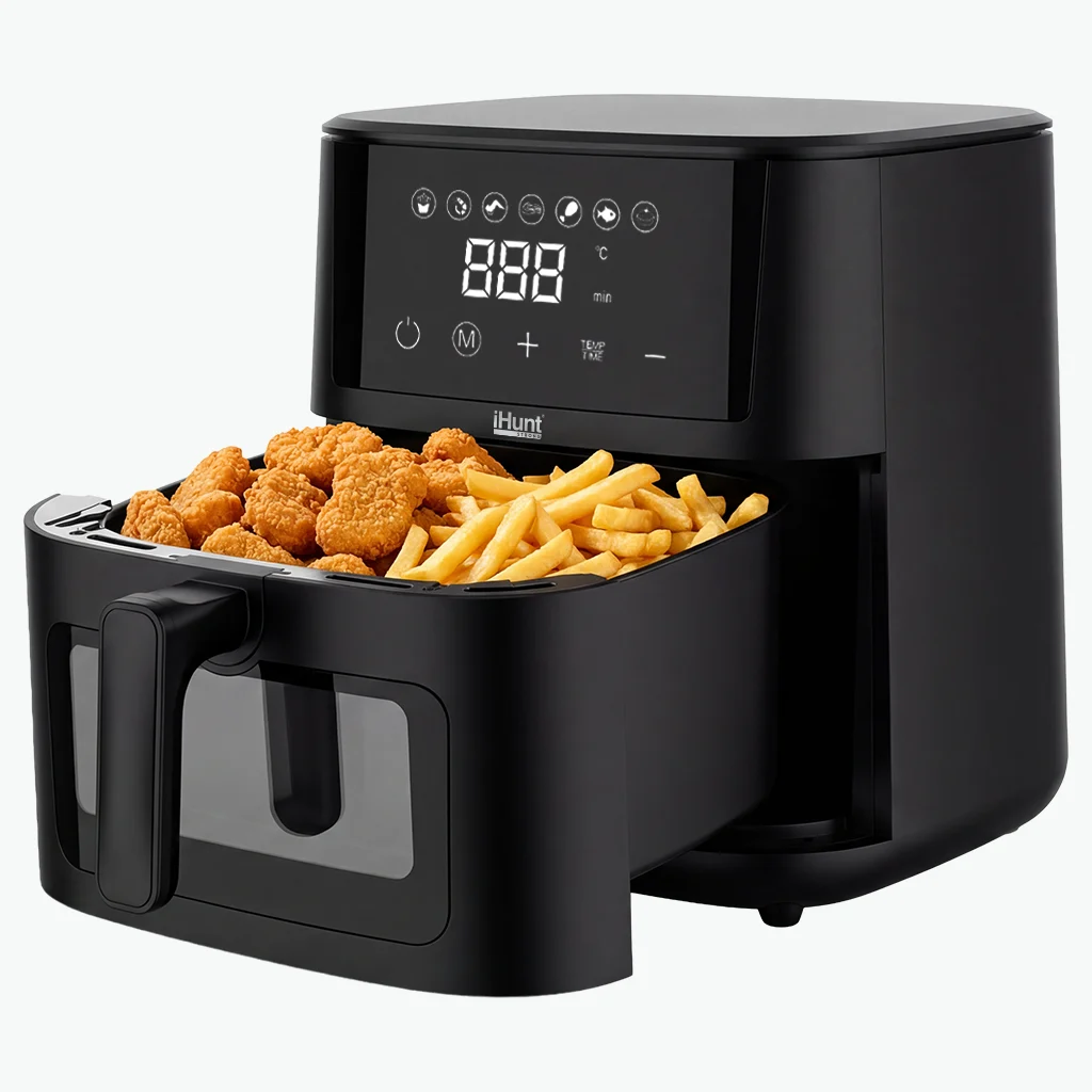 Friteuză cu Aer Cald iHunt Bro Air Fryer Ultra, 4.2L, 1200W, Temperatură Reglabilă, Timer, Dezghețare, Menținere la Cald, Geam Vizualizare [2]