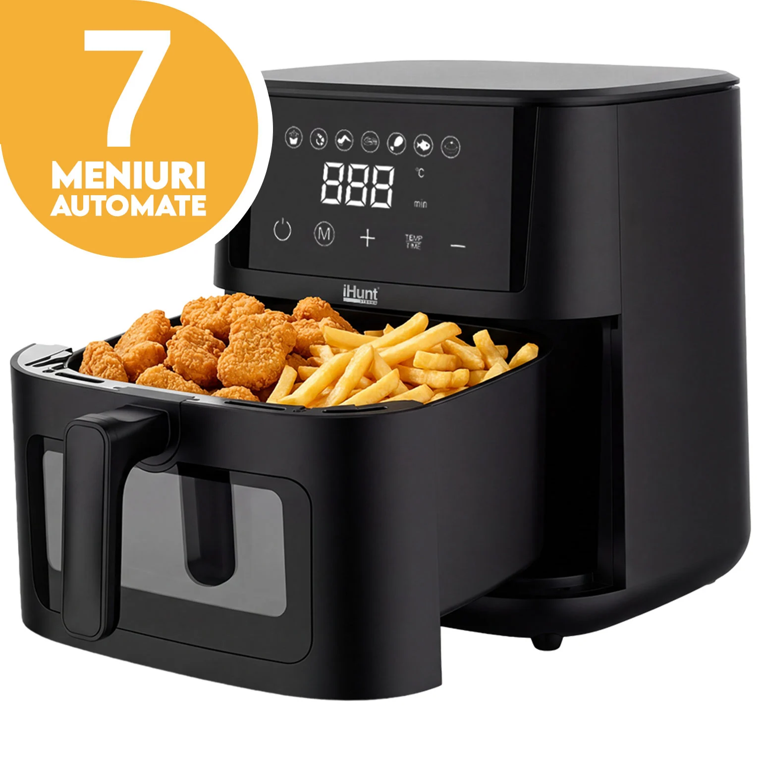 Friteuză cu Aer Cald iHunt Bro Air Fryer Ultra, 4.2L, 1200W, Temperatură Reglabilă, Timer, Dezghețare, Menținere la Cald, Geam Vizualizare [5]