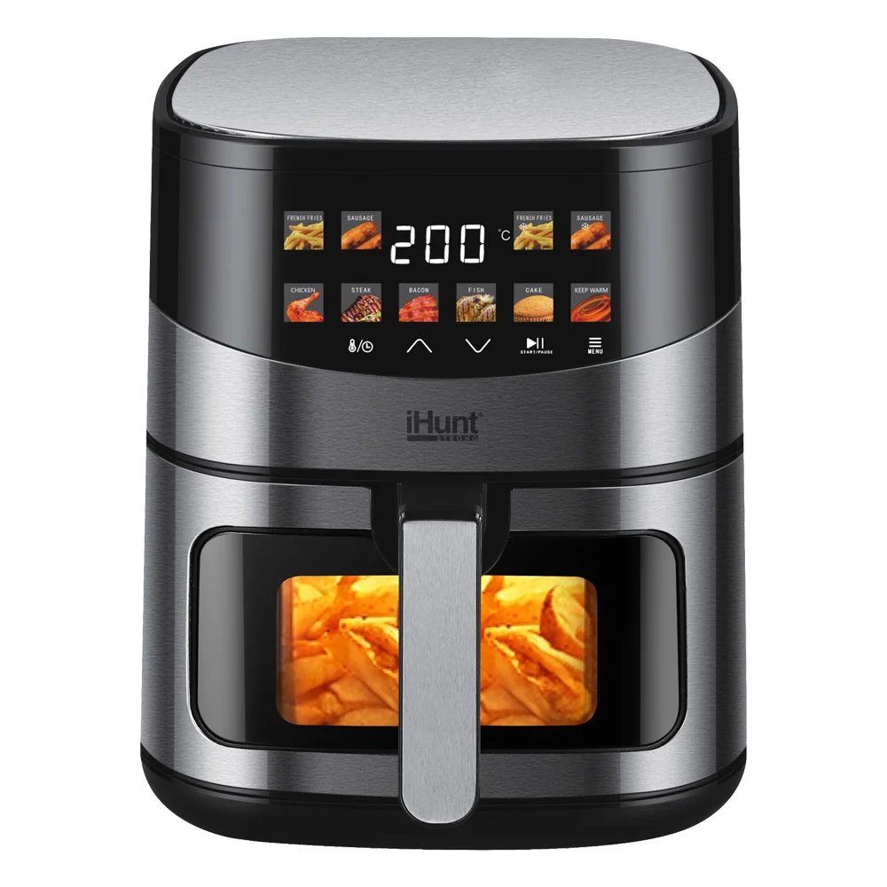 Friteuză cu Aer Cald iHunt Bro Air Fryer Ultra, 6.5L, 1500W, Display Digital, Temperatură Reglabilă 80-200°C, Timer, Menținere la Cald, Geam Vizualizare [3]