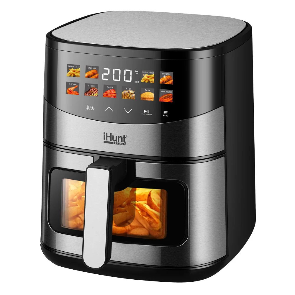 Friteuză cu Aer Cald iHunt Bro Air Fryer Ultra, 6.5L, 1500W, Display Digital, Temperatură Reglabilă 80-200°C, Timer, Menținere la Cald, Geam Vizualizare [2]