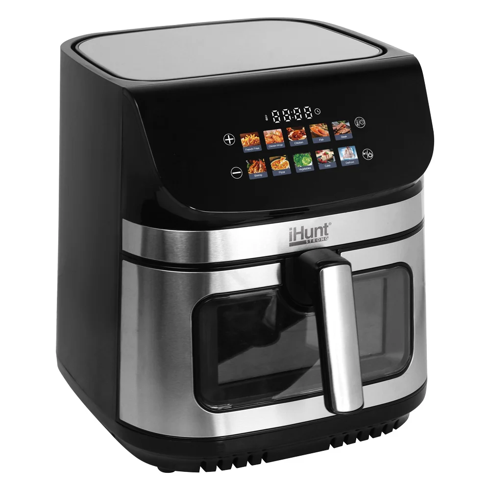 Friteuză cu Aer Cald iHunt BRO Air Fryer II Ultra, 9L, 2200W, Ecran Touch LED, Temperatură Reglabilă, Timer, Menținere la Cald, Recipient Antiaderent [2]