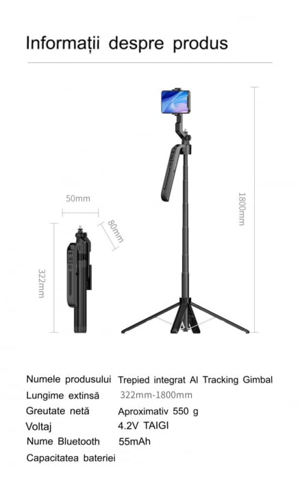 FUNSNAP A6 AI Felismerés Intelligens Követő Gimball, 360 fokos követés, mobilfotózás, élő közvetítés, rázkódásgátló tartó [12]