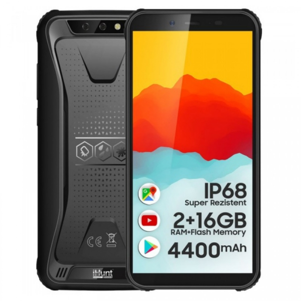 Telefon mobil iHunt S10 Tank 2021 Negru Resigilat, 3G, IPS 5.5 , 2GB RAM, 16GB ROM, Android 8.1, MTK6580P, IP68, Face ID, 4400mAh, Dual SIM