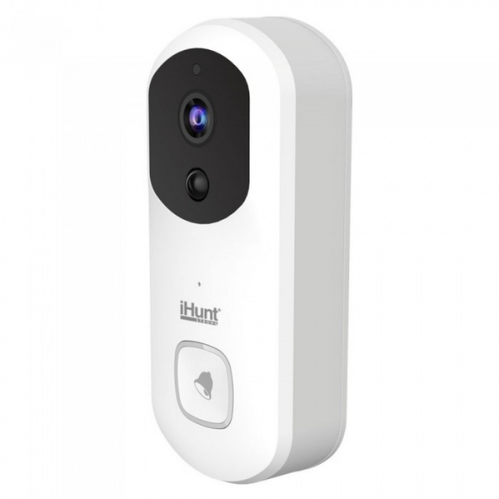 Sonerie inteligenta cu camera video FHD iHunt Smart Doorbell WIFI Alb, Mod de noapte, Sunet bidirectional, Aplicatie