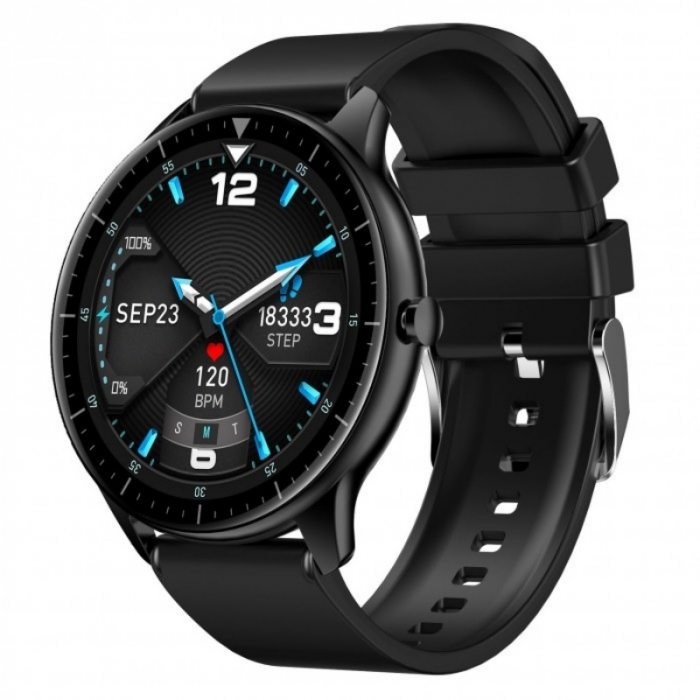 Smartwatch iHunt Watch 6 Titan Negru, 1.28 Full Touch, Termometru, Ritm cardiac, Saturatie oxigen, Tensiune arteriala, Calorii, IP67