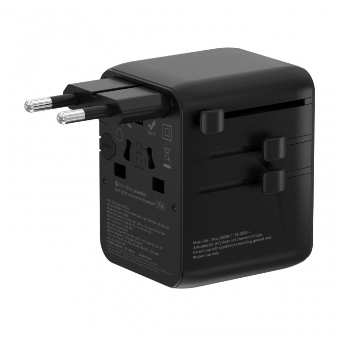 Incarcator Mophie Essential 70w GaN 5 Port + AC Travel Adapter Black [2]