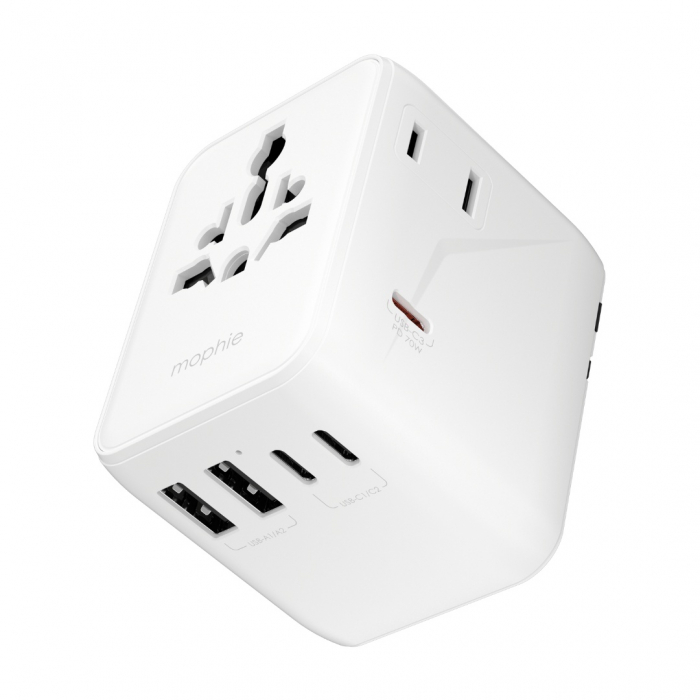 Incarcator Mophie Essential 70w GaN 5 Port + AC Travel Adapter White