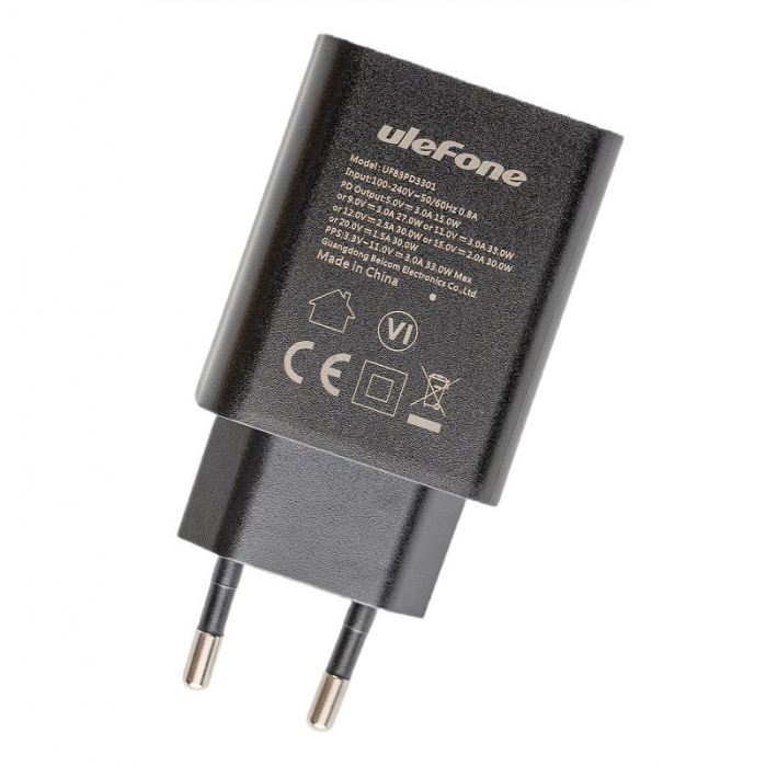 Incarcator original Ulefone UF83PD3301 Negru, 33W, USB Type-C pentru Ulefone Armor 20WT Armor 22  Armor Pad 2  Note 17 pro, Incarcare rapida
