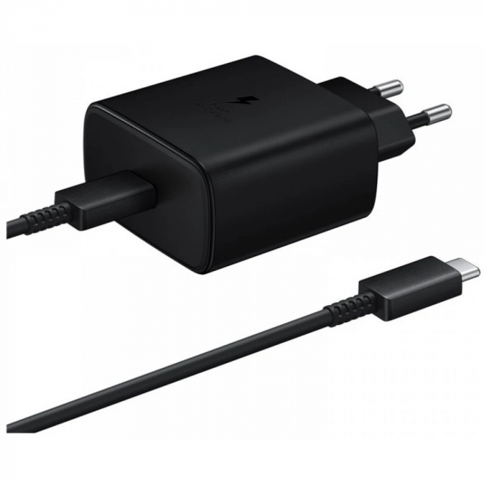 Incarcator retea Samsung Super Fast Charger 45W, TA845, Cablu Usb C 1M, Black