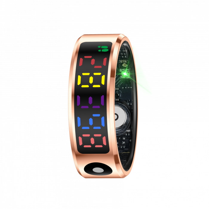 Inel inteligent iSEN R12 Auriu, Ritm cardiac, Oxigen in sange, HRV, Stres, Somn, Contor pași distanta si calorii, Temperatura, Moduri sport, Fotografi la distanta, Carcasa de incarcare, 16 mAh [2]