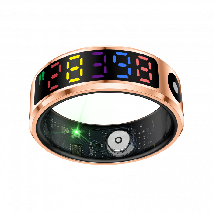 Inel inteligent iSEN R12 Auriu, Ritm cardiac, Oxigen in sange, HRV, Stres, Somn, Contor pași distanta si calorii, Temperatura, Moduri sport, Fotografi la distanta, Carcasa de incarcare, 16 mAh [4]