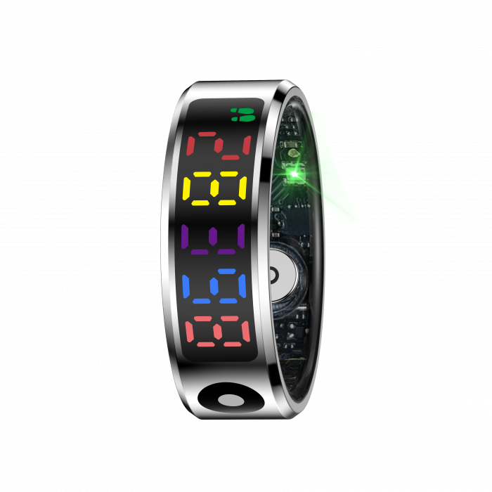 Inel inteligent iSEN R12 Argintiu, Ritm cardiac, Oxigen in sange, HRV, Stres, Somn, Contor pași distanta si calorii, Temperatura, Moduri sport, Fotografi la distanta, Carcasa de incarcare, 16 mAh [2]