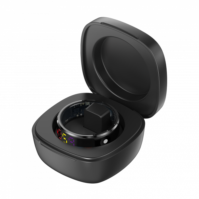 Inel inteligent iSEN R12 Negru, Ritm cardiac, Oxigen in sange, HRV, Stres, Somn, Contor pași distanta si calorii, Temperatura, Moduri sport, Fotografi la distanta, Carcasa de incarcare, 16 mAh [8]