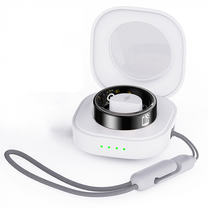 iSEN R20 Okos gyűrű Fekete, NFC, Egészség-, Alvás- és Kalóriamérés, Személyek hozzáadása és Távoli megfigyelés funkció, Lépés- és Távolságmérő, Sport módok, 15mAh + Töltőállomás [8]