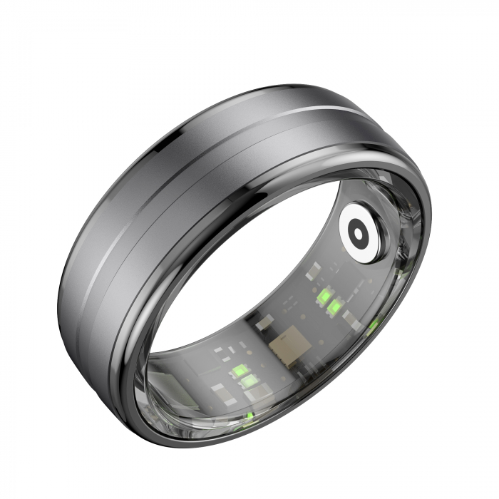 Inel iSEN R06 Smart Ring Silver, HR, SpO2, Monitorizare somn, Contor pasi, Multi Sport, Aplicatie dedicata: QRing, 15mAh, 5ATM