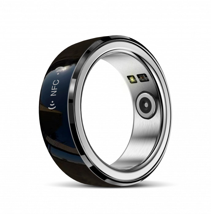 Inel iSEN R2 Smart Ring Black, HR, SpO2, Tensiune, Temperatura, Monitorizare somn, Multi Sport, NFC, Aplicatie dedicata: EcTri, 18mAh, IP68