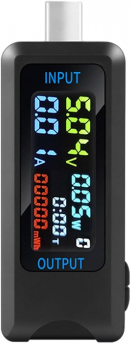 iSEN 6527-T USB Digital Tester Negru, USB Type-C, Ecran LCD
