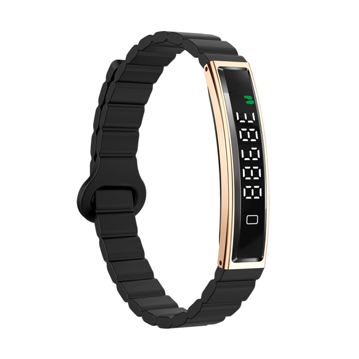 Bratara Inteligenta iSEN B3, Negru+Auriu, Silicon, 18mAh, Monitorizare Ritm Cardiac & Oxigen din Sange, Urmarire Somn & Activitate, Sanatate Feminina, Asistent AI, Incarcare Magnetica [8]