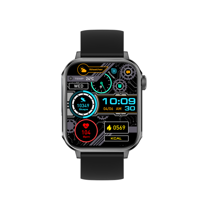 iSEN V96 Okosóra, Fekete, 1.83" HD, Pulzusszám, Vérnyomás, Véroxigén (SpO2), Hívás Funkció, 280 mAh, IP67, Szilikon Szíj, DaFit Alkalmazás, Zenevezérlés, Időjárás, Android 5.2 / iOS 9.0 [13]