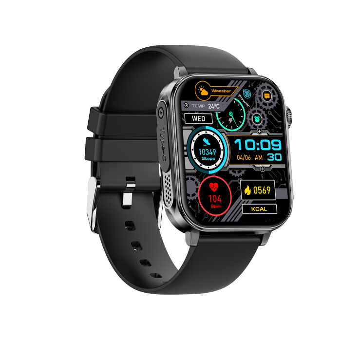 iSEN V96 Okosóra, Fekete, 1.83" HD, Pulzusszám, Vérnyomás, Véroxigén (SpO2), Hívás Funkció, 280 mAh, IP67, Szilikon Szíj, DaFit Alkalmazás, Zenevezérlés, Időjárás, Android 5.2 / iOS 9.0 [8]