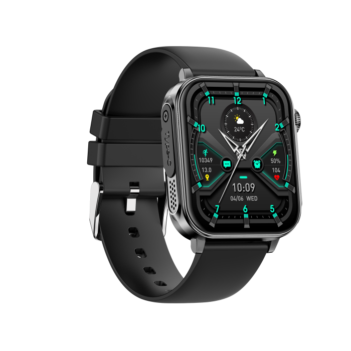 iSEN V96 Okosóra, Fekete, 1.83" HD, Pulzusszám, Vérnyomás, Véroxigén (SpO2), Hívás Funkció, 280 mAh, IP67, Szilikon Szíj, DaFit Alkalmazás, Zenevezérlés, Időjárás, Android 5.2 / iOS 9.0 [7]