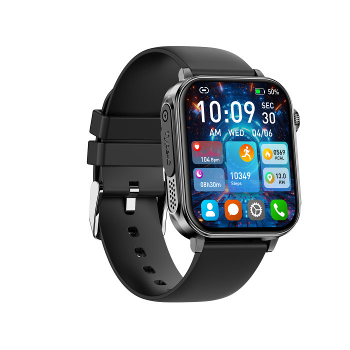 iSEN V96 Okosóra, Fekete, 1.83" HD, Pulzusszám, Vérnyomás, Véroxigén (SpO2), Hívás Funkció, 280 mAh, IP67, Szilikon Szíj, DaFit Alkalmazás, Zenevezérlés, Időjárás, Android 5.2 / iOS 9.0 [9]