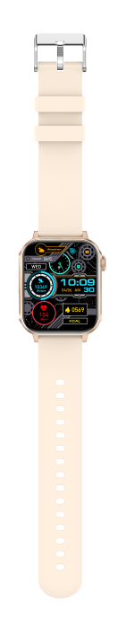 iSEN V96 Okosóra, Krém, 1.83" HD, Pulzusszám, Vérnyomás, Véroxigén (SpO2), Hívás Funkció, 280 mAh, IP67, Szilikon Szíj, DaFit Alkalmazás, Zenevezérlés, Időjárás, Android 5.2 / iOS 9.0 [14]