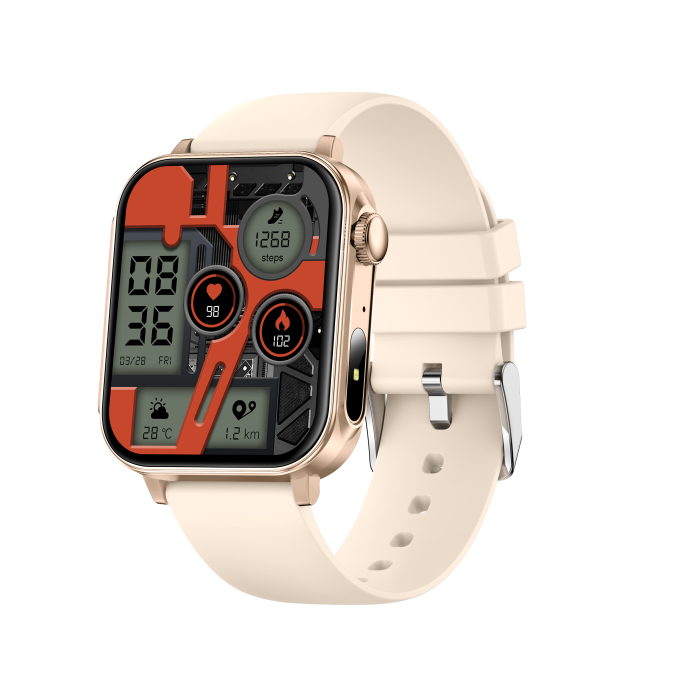 iSEN V96 Okosóra, Krém, 1.83" HD, Pulzusszám, Vérnyomás, Véroxigén (SpO2), Hívás Funkció, 280 mAh, IP67, Szilikon Szíj, DaFit Alkalmazás, Zenevezérlés, Időjárás, Android 5.2 / iOS 9.0 [2]