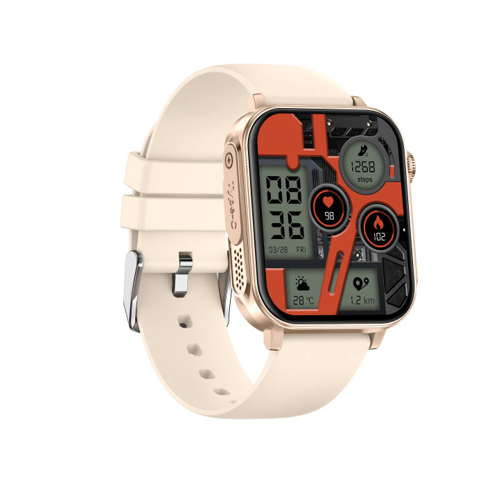 iSEN V96 Okosóra, Krém, 1.83" HD, Pulzusszám, Vérnyomás, Véroxigén (SpO2), Hívás Funkció, 280 mAh, IP67, Szilikon Szíj, DaFit Alkalmazás, Zenevezérlés, Időjárás, Android 5.2 / iOS 9.0 [5]