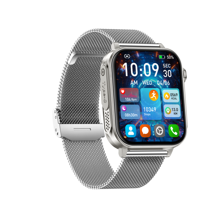 iSEN V96 Smartwatch, Grey, 1.83" HD, Heart Rate, Blood Pressure, Blood Oxygen (SpO2), Call Function, 280 mAh, IP67, Metal Strap, DaFit App, Music control, Weather, Android 5.2 / iOS 9.0 [5]