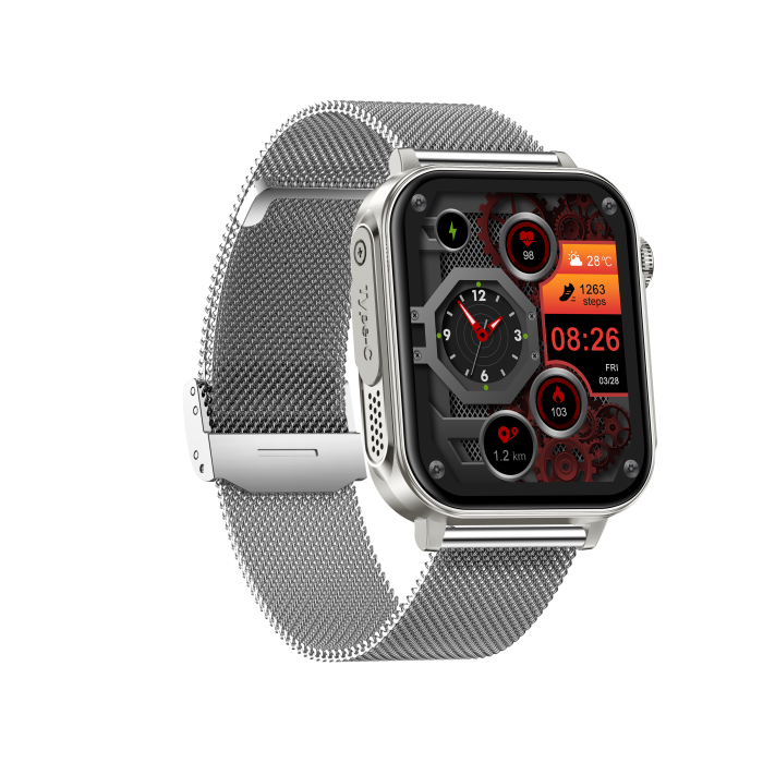 iSEN V96 Smartwatch, Grey, 1.83" HD, Heart Rate, Blood Pressure, Blood Oxygen (SpO2), Call Function, 280 mAh, IP67, Metal Strap, DaFit App, Music control, Weather, Android 5.2 / iOS 9.0 [7]