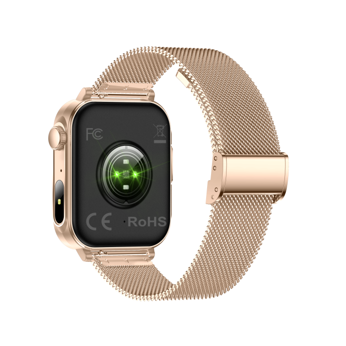 iSEN V96 Smartwatch, Gold, 1.83" HD, Heart Rate, Blood Pressure, Blood Oxygen (SpO2), Call Function, 280 mAh, IP67, Metal Strap, DaFit App, Music control, Weather, Android 5.2 / iOS 9.0 [13]