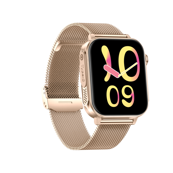 iSEN V96 Smartwatch, Gold, 1.83" HD, Heart Rate, Blood Pressure, Blood Oxygen (SpO2), Call Function, 280 mAh, IP67, Metal Strap, DaFit App, Music control, Weather, Android 5.2 / iOS 9.0 [7]