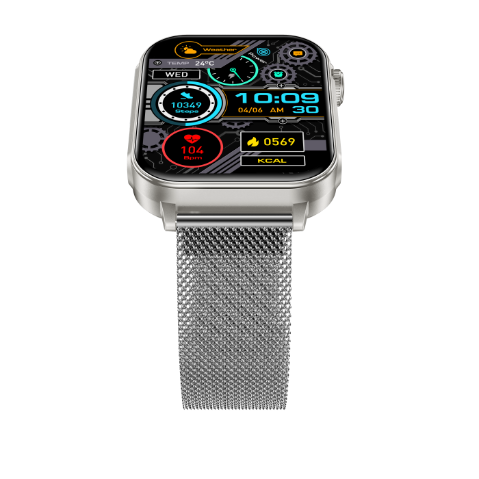 iSEN V96 Smartwatch, Grey, 1.83" HD, Heart Rate, Blood Pressure, Blood Oxygen (SpO2), Call Function, 280 mAh, IP67, Metal Strap, DaFit App, Music control, Weather, Android 5.2 / iOS 9.0 [16]