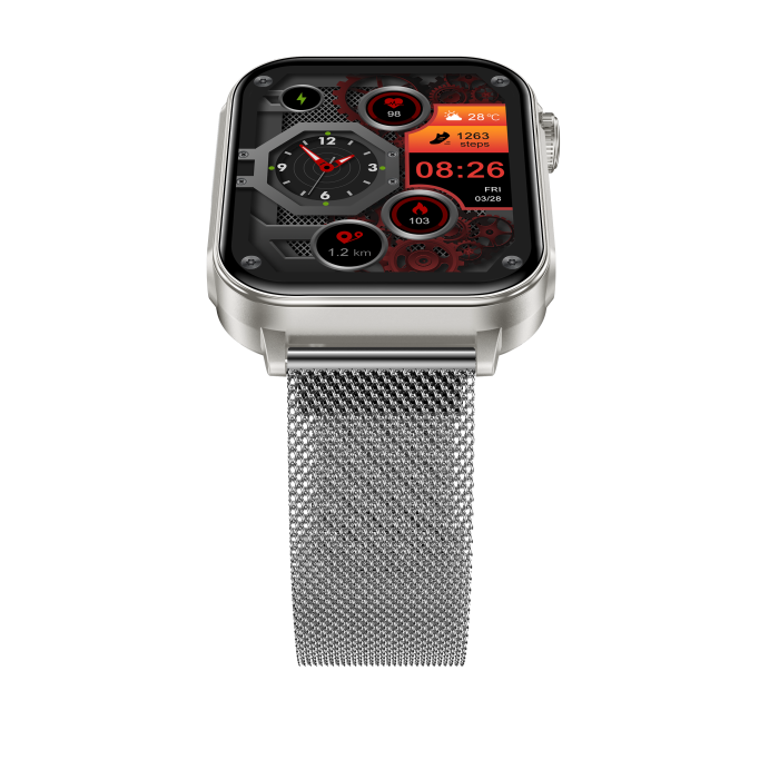 iSEN V96 Smartwatch, Grey, 1.83" HD, Heart Rate, Blood Pressure, Blood Oxygen (SpO2), Call Function, 280 mAh, IP67, Metal Strap, DaFit App, Music control, Weather, Android 5.2 / iOS 9.0 [18]