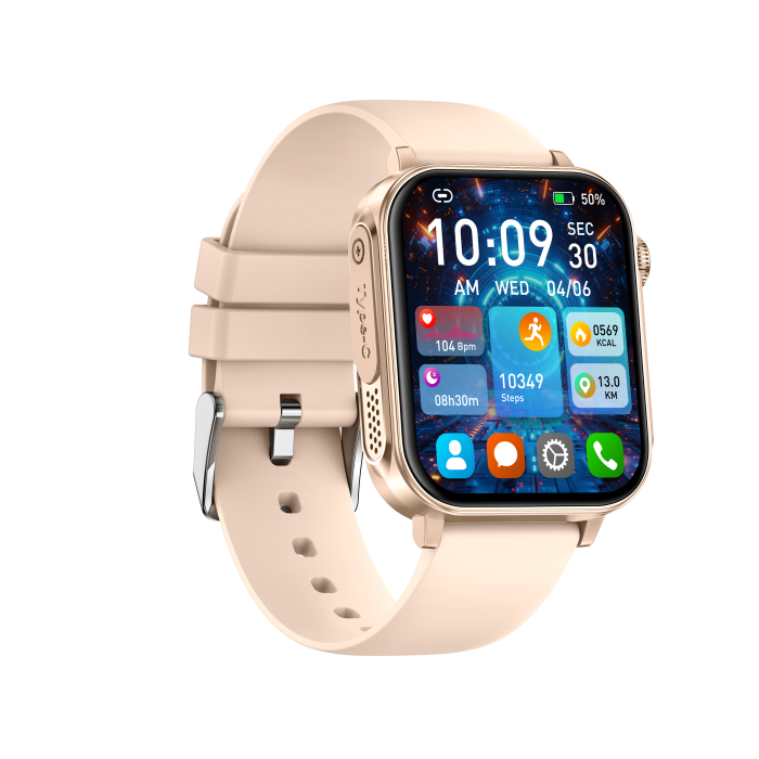 iSEN V96 Okosóra, Arany, 1.83" HD, Pulzusszám, Vérnyomás, Véroxigén (SpO2), Hívás Funkció, 280 mAh, IP67, Szilikon Szíj, DaFit Alkalmazás, Zenevezérlés, Időjárás, Android 5.2 / iOS 9.0 [5]