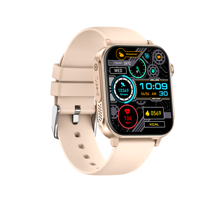 iSEN V96 Okosóra, Arany, 1.83" HD, Pulzusszám, Vérnyomás, Véroxigén (SpO2), Hívás Funkció, 280 mAh, IP67, Szilikon Szíj, DaFit Alkalmazás, Zenevezérlés, Időjárás, Android 5.2 / iOS 9.0 [4]