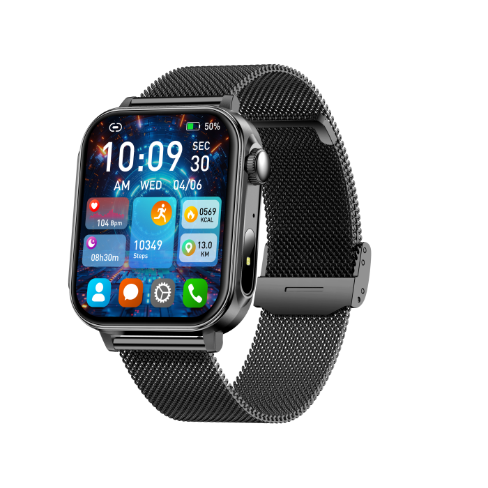 iSEN V96 Smartwatch, Negru, 1.83" HD, Ritm Cardiac, Tensiune Arteriala, Oxigen in Sange (SpO2), Functie Apel, 280 mAh, IP67, Curea Metal, Aplicatia DaFit, Control Muzica, Vreme, Android 5.2 / iOS 9 [2]