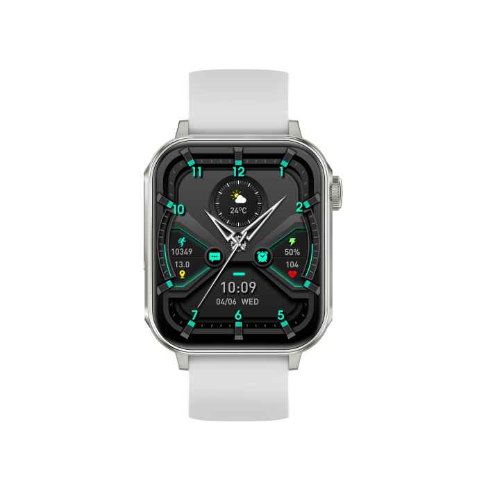 iSEN V96 Smartwatch, Alb, 1.83" HD, Ritm Cardiac, Tensiune Arteriala, Oxigen in Sange (SpO2), Functie Apel, 280 mAh, IP67, Curea Silicon, Aplicatia DaFit, Control Muzica, Vreme, Android 5.2 / iOS 9 [9]