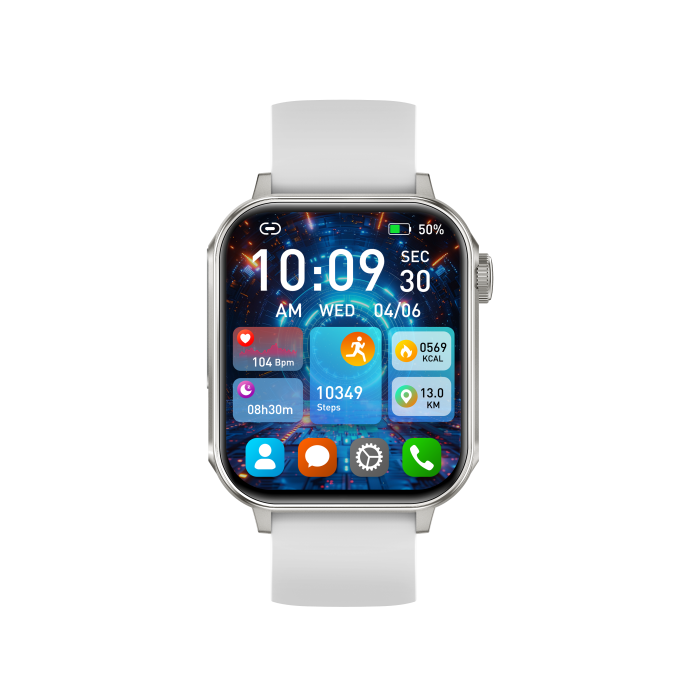 iSEN V96 Smartwatch, Alb, 1.83" HD, Ritm Cardiac, Tensiune Arteriala, Oxigen in Sange (SpO2), Functie Apel, 280 mAh, IP67, Curea Silicon, Aplicatia DaFit, Control Muzica, Vreme, Android 5.2 / iOS 9 [11]