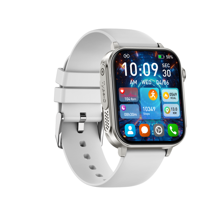 iSEN V96 Smartwatch, Alb, 1.83" HD, Ritm Cardiac, Tensiune Arteriala, Oxigen in Sange (SpO2), Functie Apel, 280 mAh, IP67, Curea Silicon, Aplicatia DaFit, Control Muzica, Vreme, Android 5.2 / iOS 9 [7]