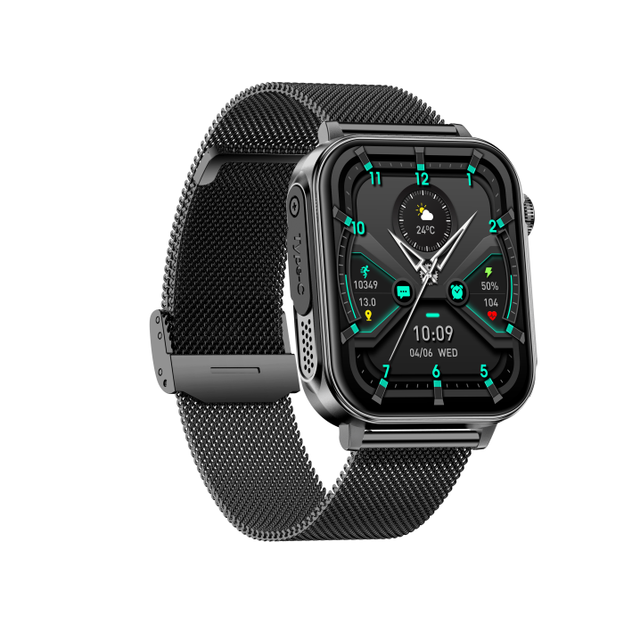 iSEN V96 Smartwatch, Negru, 1.83" HD, Ritm Cardiac, Tensiune Arteriala, Oxigen in Sange (SpO2), Functie Apel, 280 mAh, IP67, Curea Metal, Aplicatia DaFit, Control Muzica, Vreme, Android 5.2 / iOS 9 [5]