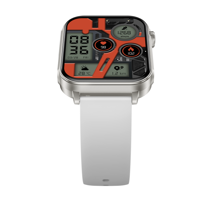 iSEN V96 Smartwatch, Alb, 1.83" HD, Ritm Cardiac, Tensiune Arteriala, Oxigen in Sange (SpO2), Functie Apel, 280 mAh, IP67, Curea Silicon, Aplicatia DaFit, Control Muzica, Vreme, Android 5.2 / iOS 9 [20]